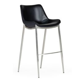 Hooper - Modern Black Eco-Leather Bar Stool (Set of 2)
