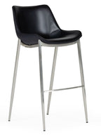 Hooper - Modern Black Eco-Leather Bar Stool (Set of 2)