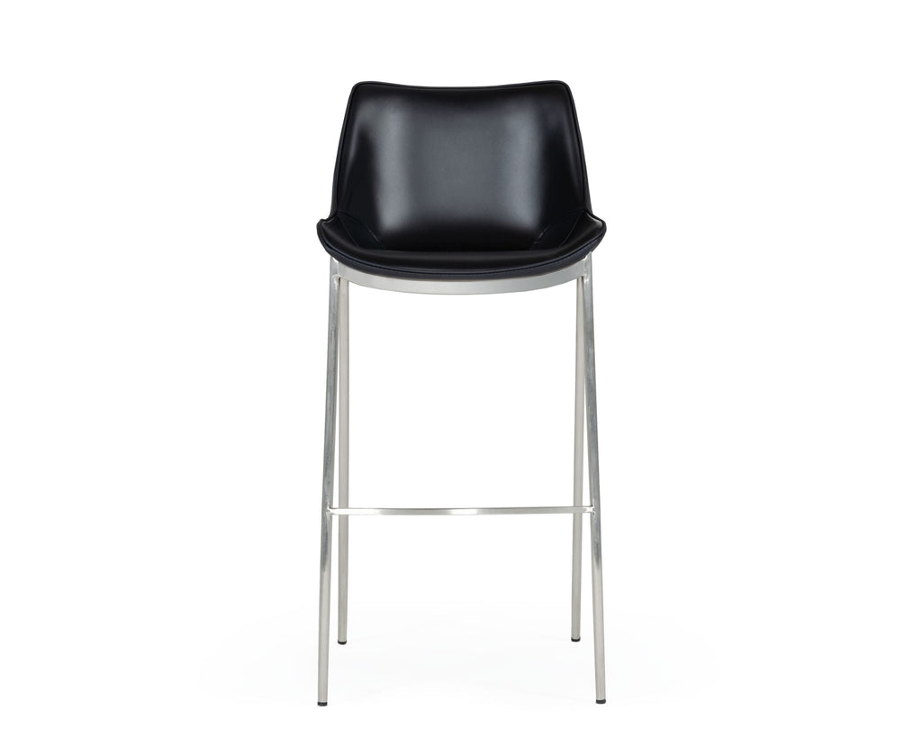 Hooper - Modern Black Eco-Leather Bar Stool (Set of 2)