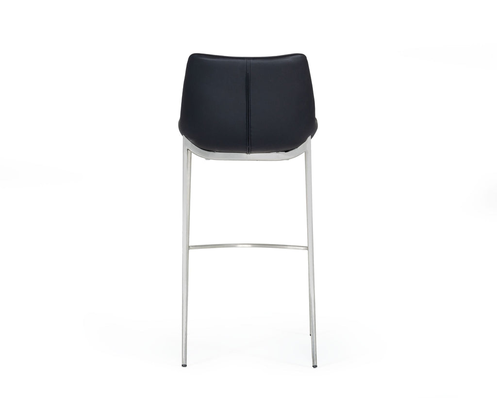 Hooper - Modern Black Eco-Leather Bar Stool (Set of 2)