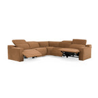 Horton - Modern Brown Fabric Sectional Sofa with 3 Recliners