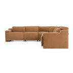 Horton - Modern Brown Fabric Sectional Sofa with 3 Recliners
