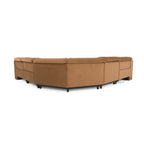 Horton - Modern Brown Fabric Sectional Sofa with 3 Recliners