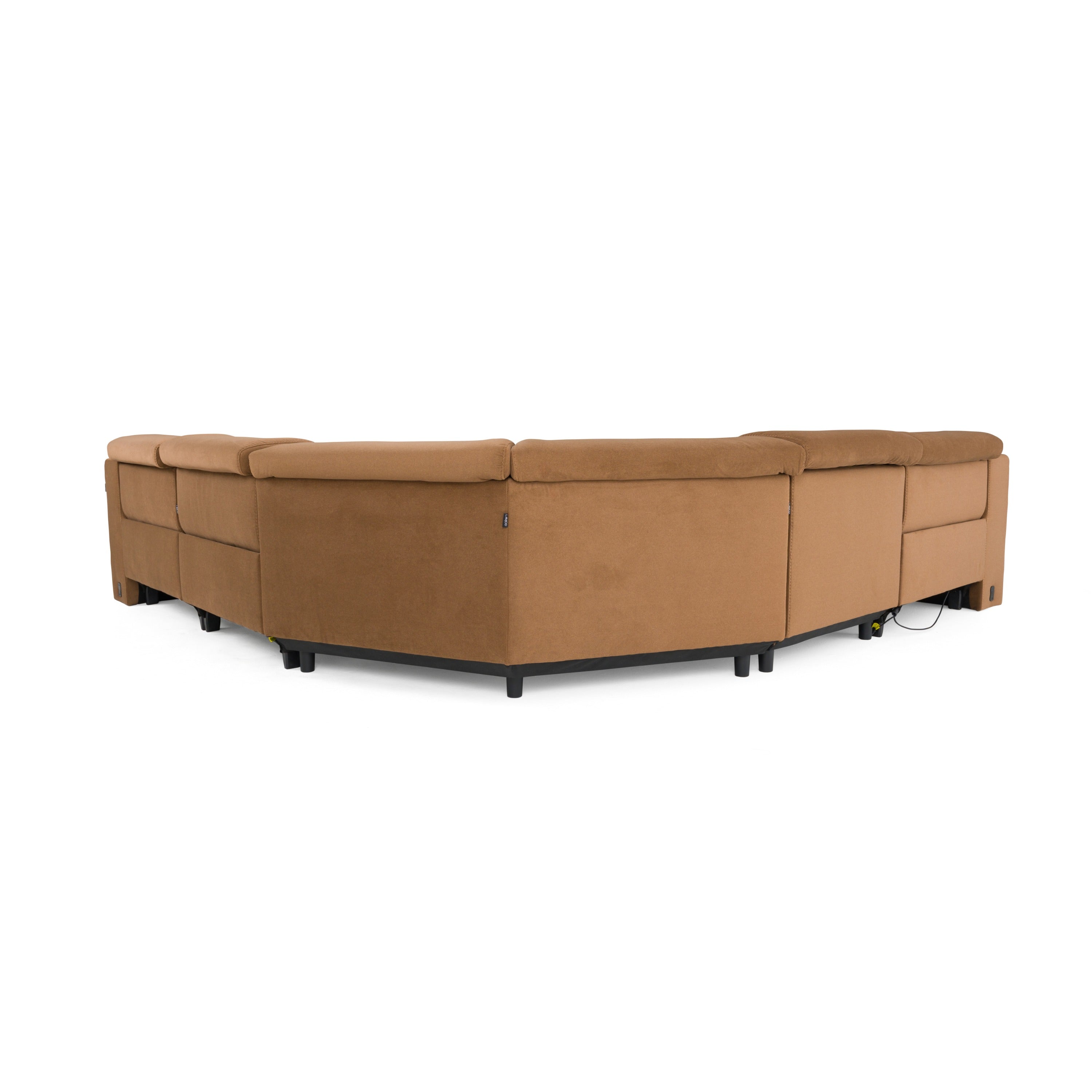Horton - Modern Brown Fabric Sectional Sofa with 3 Recliners