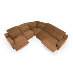 Horton - Modern Brown Fabric Sectional Sofa with 3 Recliners