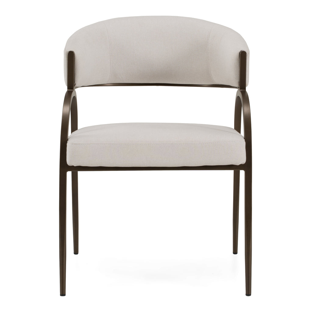 Hudson - Modern Off-White Fabric + Bronze Dining Chair