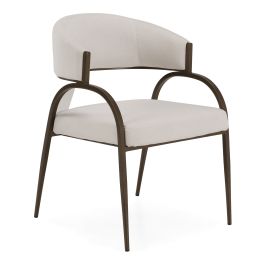 Hudson - Modern Off-White Fabric + Bronze Dining Chair