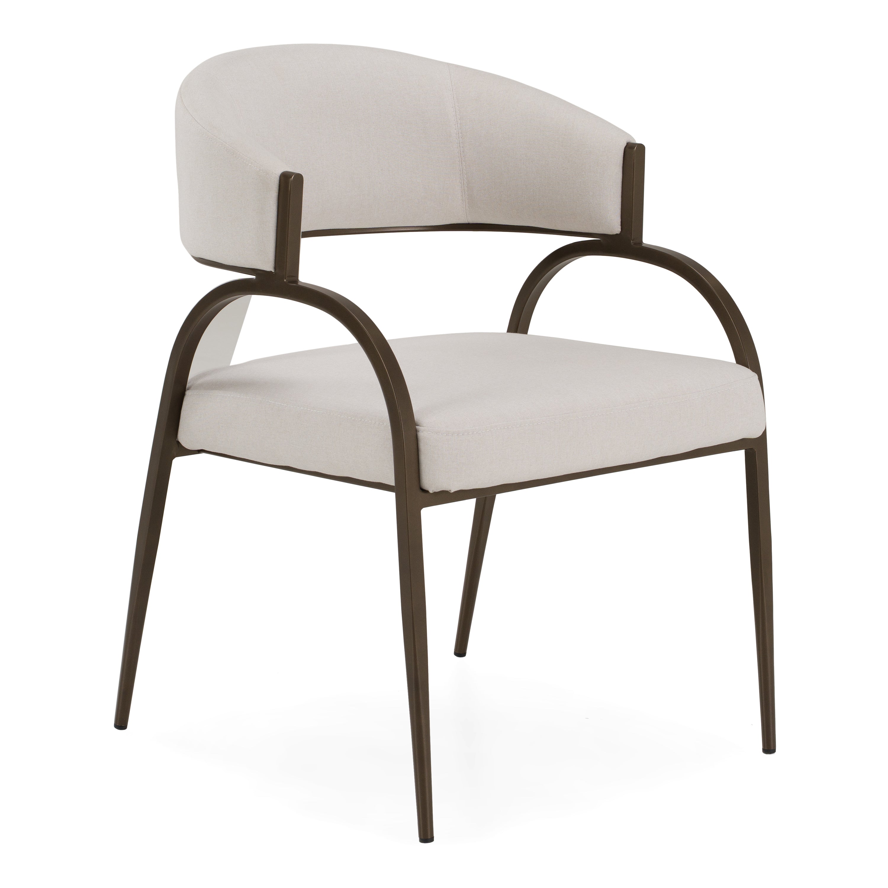 Hudson - Modern Off-White Fabric + Bronze Dining Chair