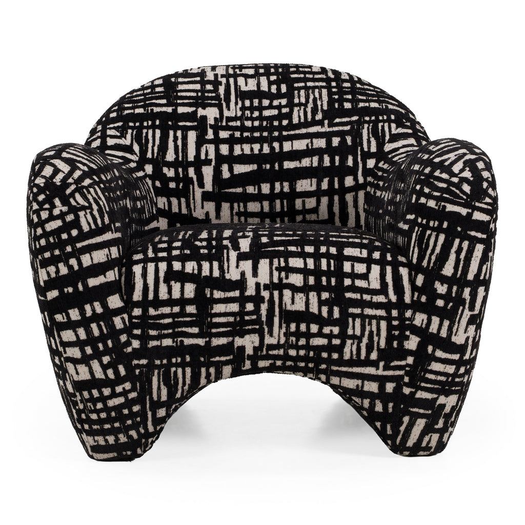 Hurd - Modern Black + Beige Pattern Fabric Accent Chair