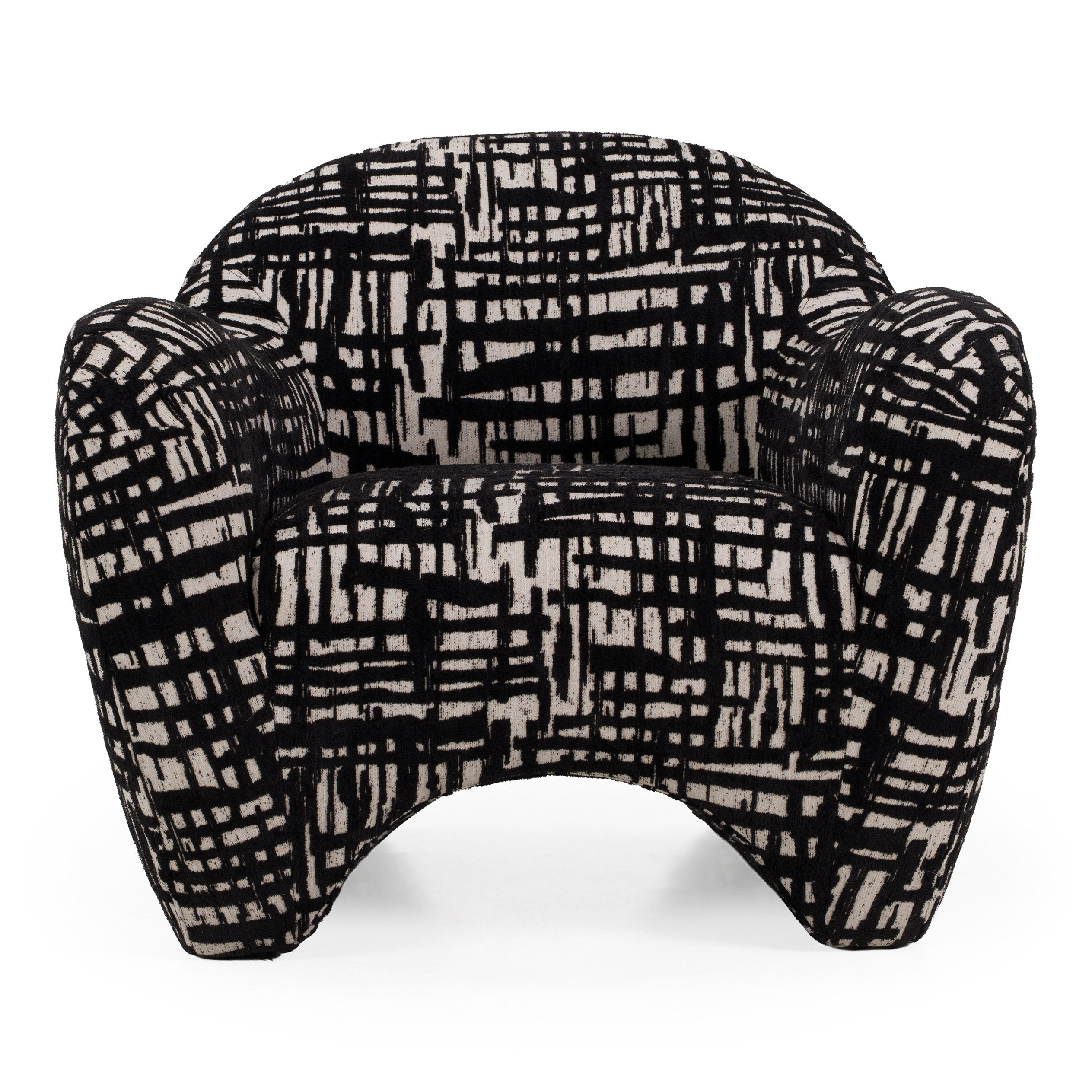 Hurd - Modern Black + Beige Pattern Fabric Accent Chair