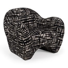 Hurd - Modern Black + Beige Pattern Fabric Accent Chair