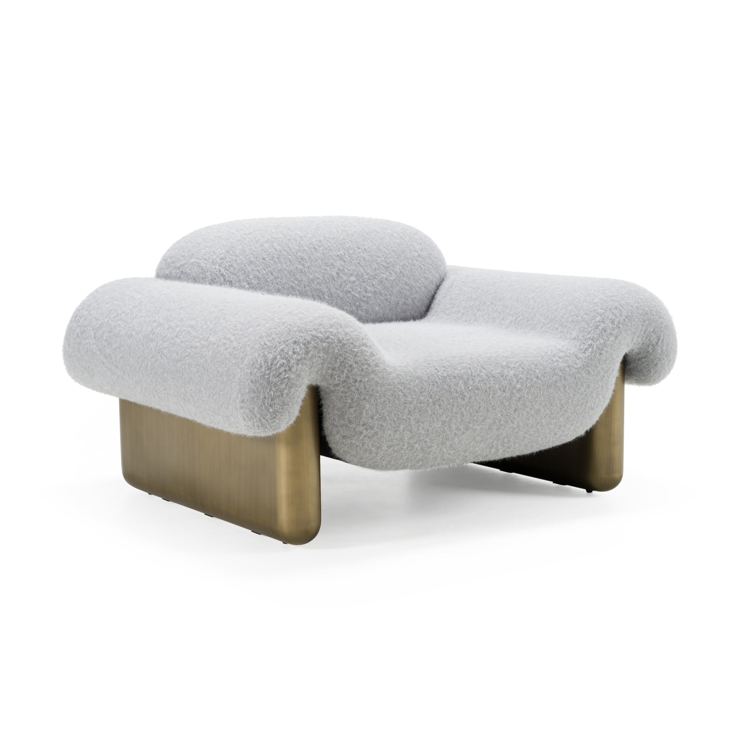 Imagine - Contemporary Grey Fabric + Antique Brass Accent Chair