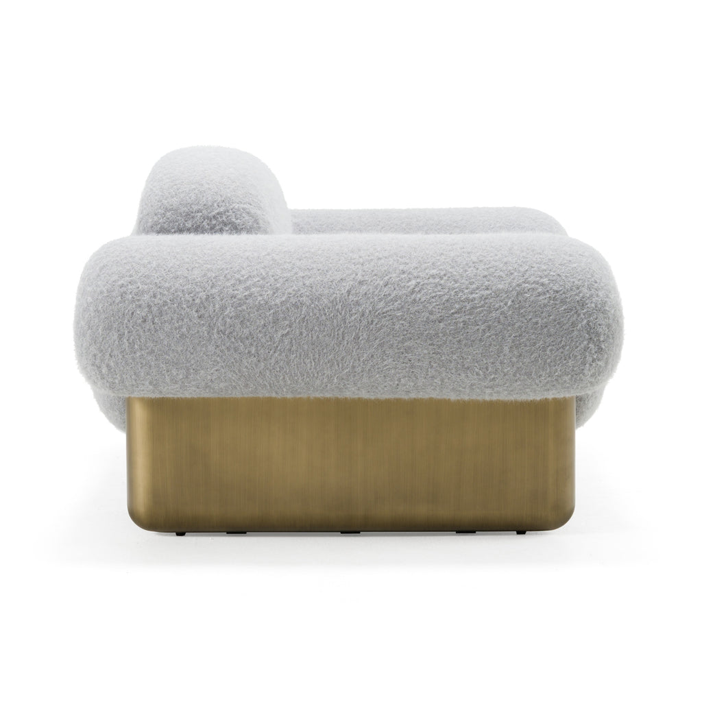 Imagine - Contemporary Grey Fabric + Antique Brass Accent Chair