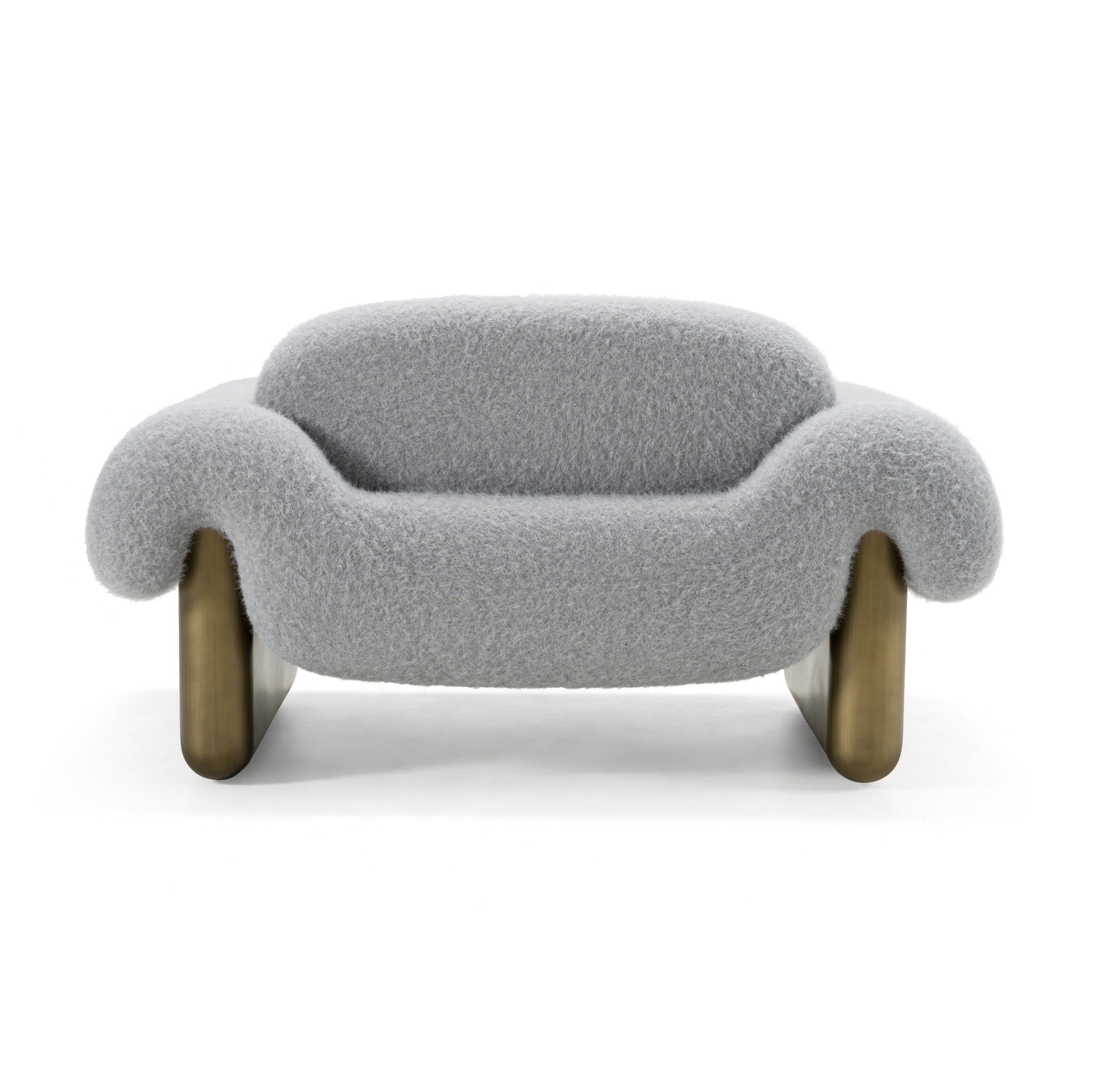 Imagine - Contemporary Grey Fabric + Antique Brass Accent Chair