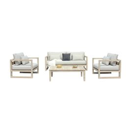 Calm - Outdoor Grey + Acacia Sofa Set