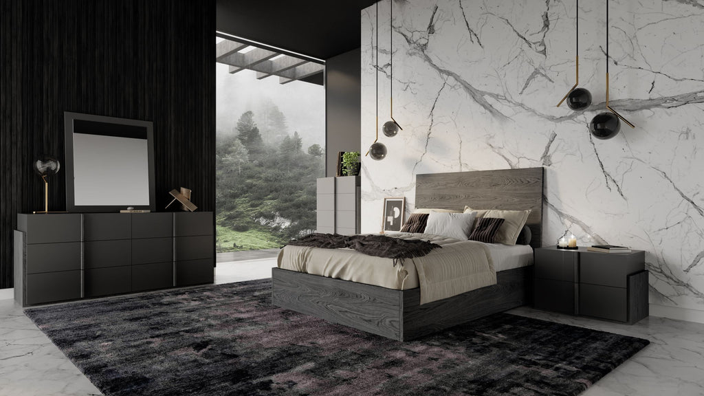 Lucia - Italian Modern Matte Grey / Elm Grey Bed - Italian Modern Matte Grey / Elm Grey Bed
