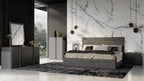Lucia - Italian Modern Matte Grey + Elm Grey 4-Piece Bedroom Set - Italian Modern Matte Grey + Elm Grey 4 - Piece Bedroom Set