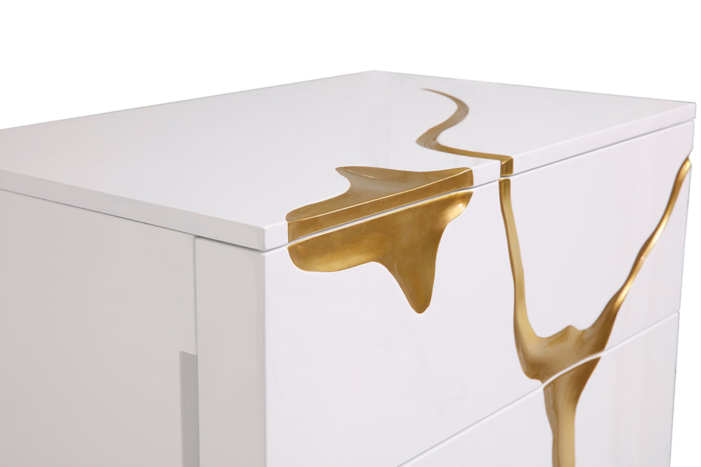 Aspen Modern White & Gold Chest