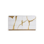 Aspen Modern Wide White and Gold Dresser