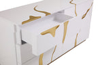 Aspen Modern Wide White and Gold Dresser