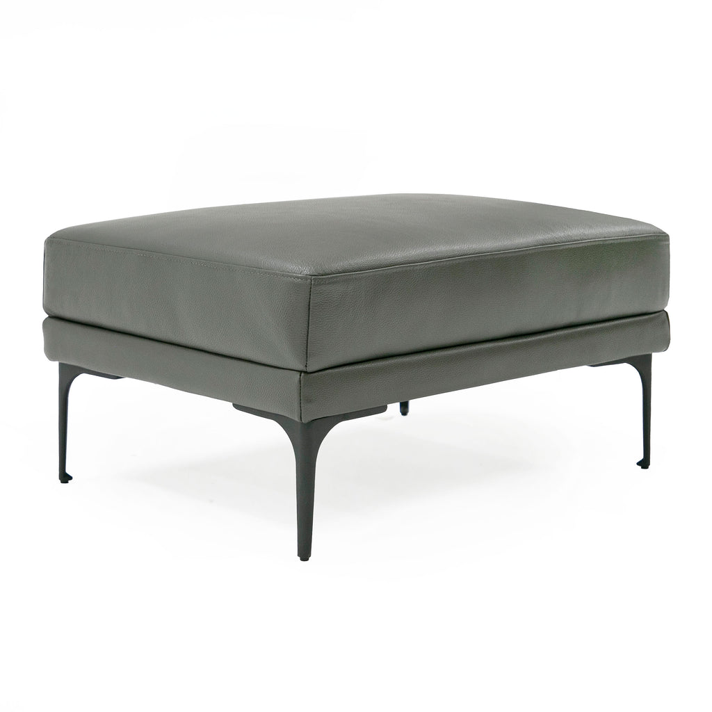 Jacoba - Modern Dark Grey Leather Rectangular Ottoman