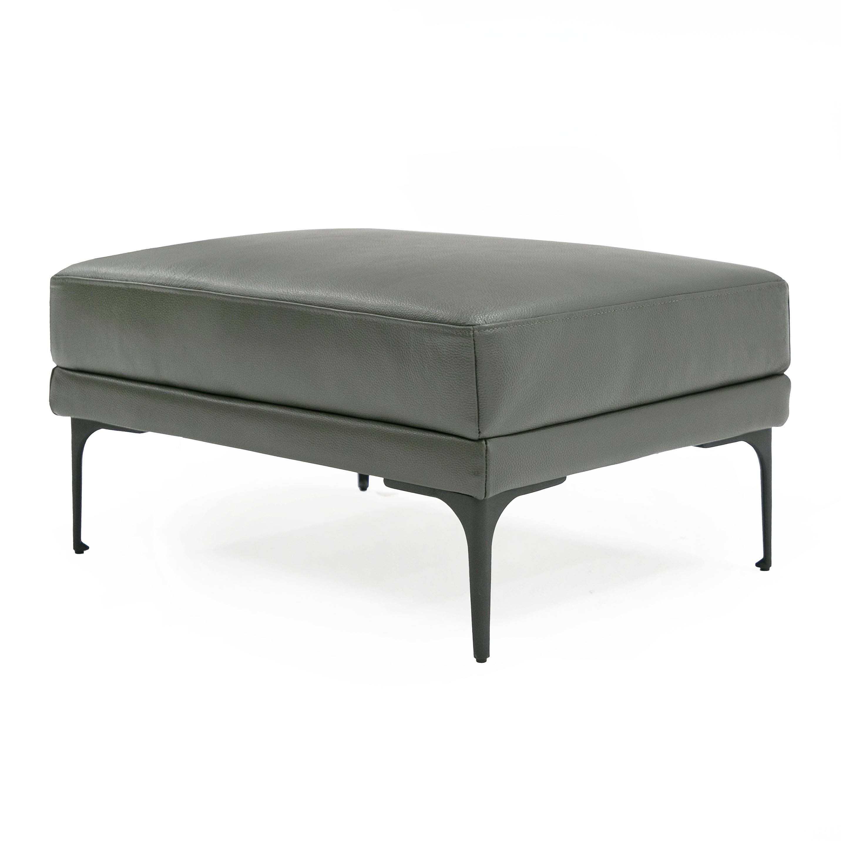 Jacoba - Modern Dark Grey Leather Rectangular Ottoman