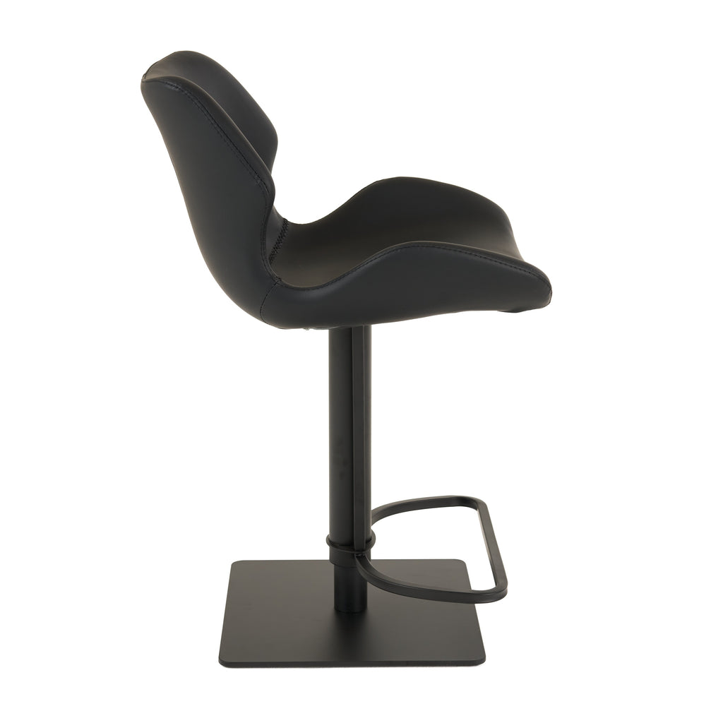 Jaffee - Industrial Black Eco-Leather Adjustable Bar Stool