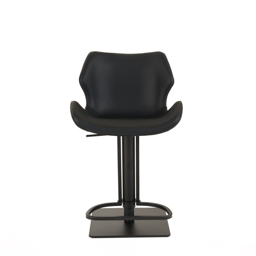 Jaffee - Industrial Black Eco-Leather Adjustable Bar Stool