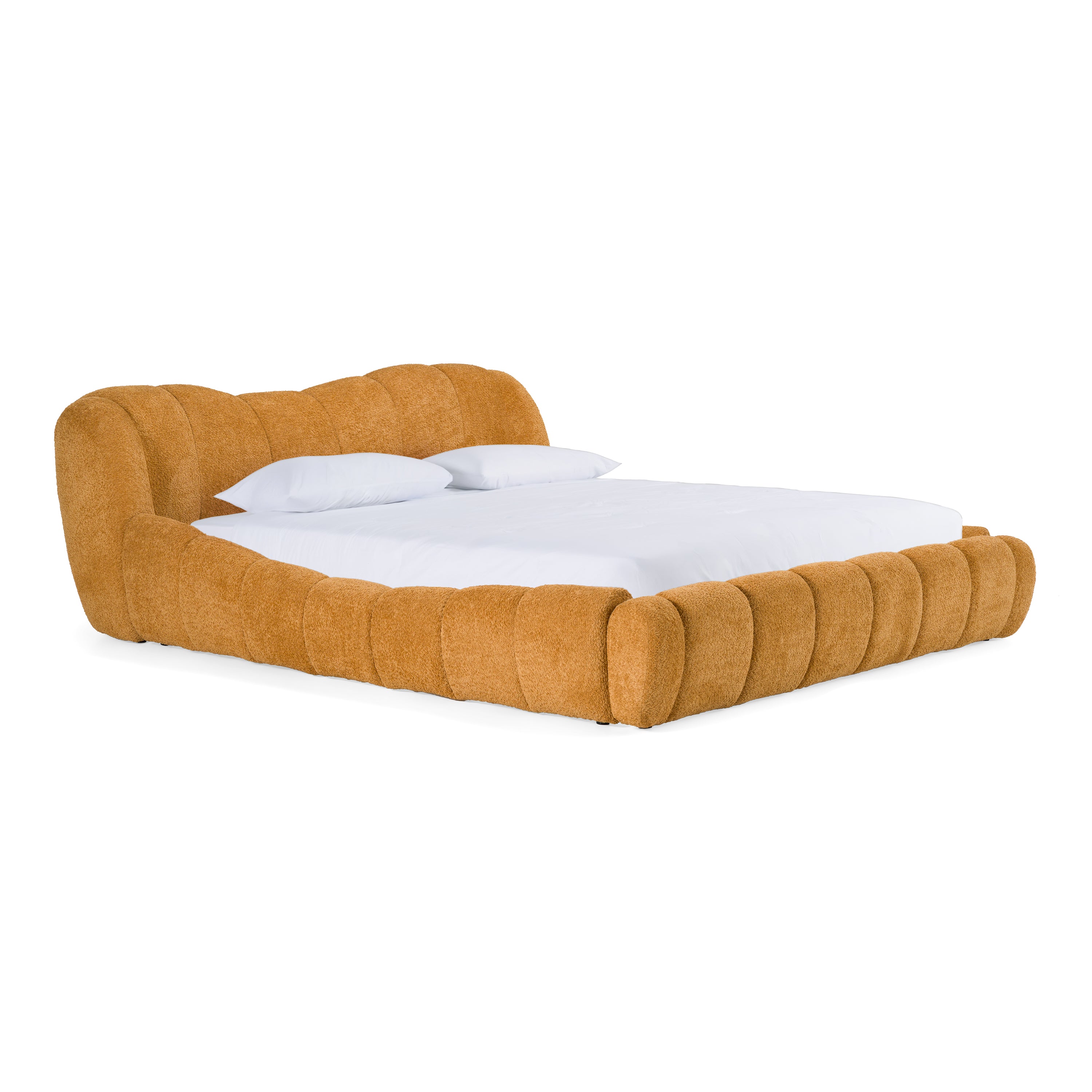 Janine - Modern Camel Fabric Bed - Modern Camel Fabric Bed - Eastern King