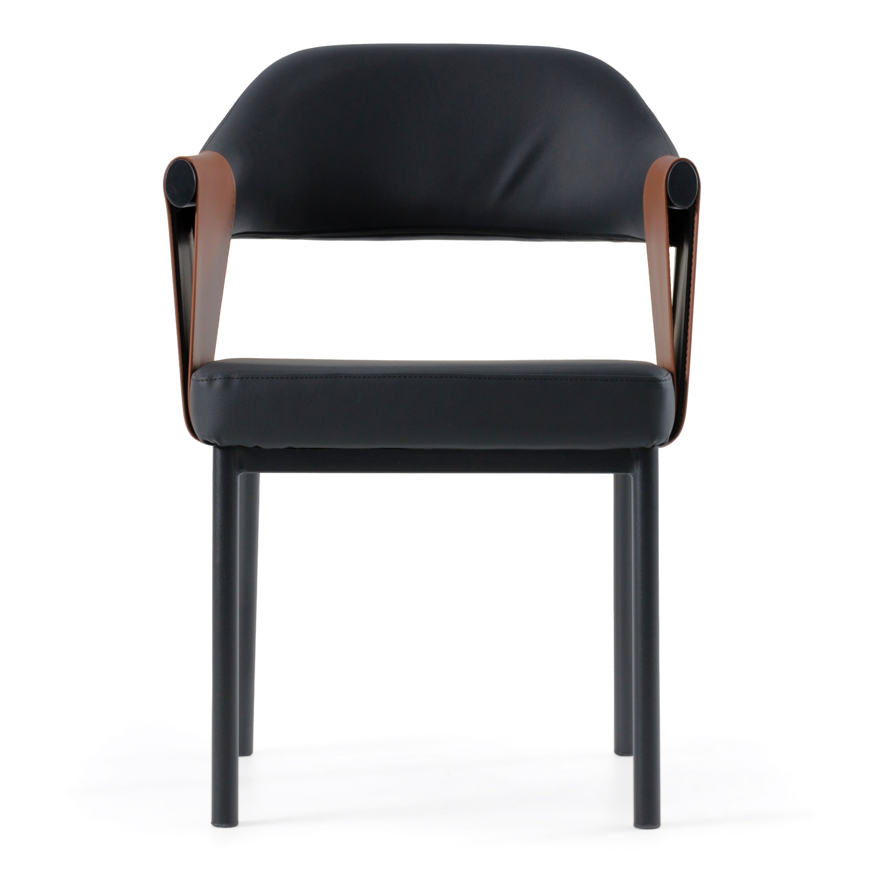 Jensen - Modern Black + Camel Vegan Leather Dining Chair