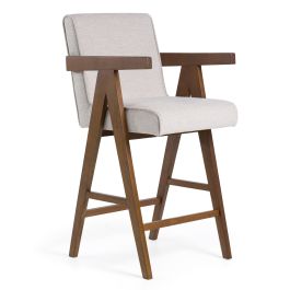 Joseline - Modern Beige Fabric + Walnut Counter Chair (Set of 2)