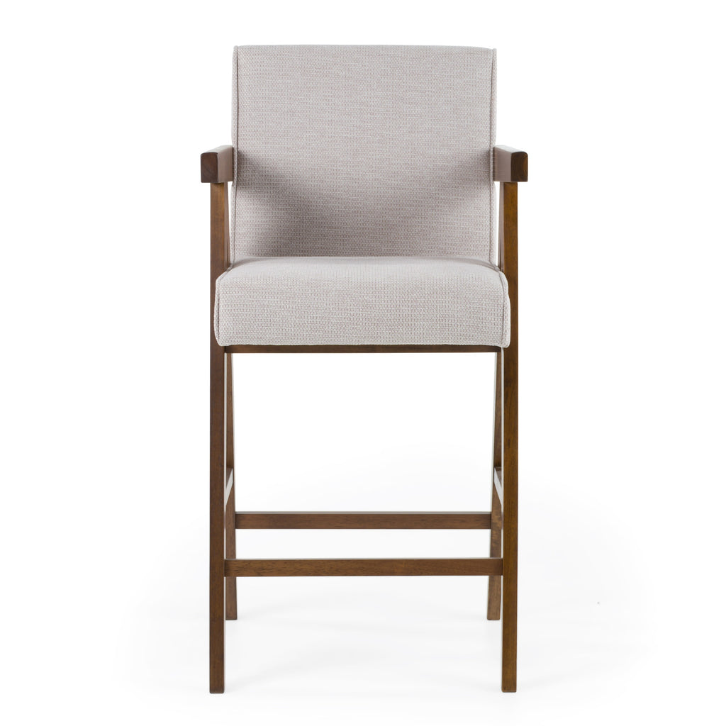 Joseline - Modern Beige Fabric + Walnut Counter Chair (Set of 2)