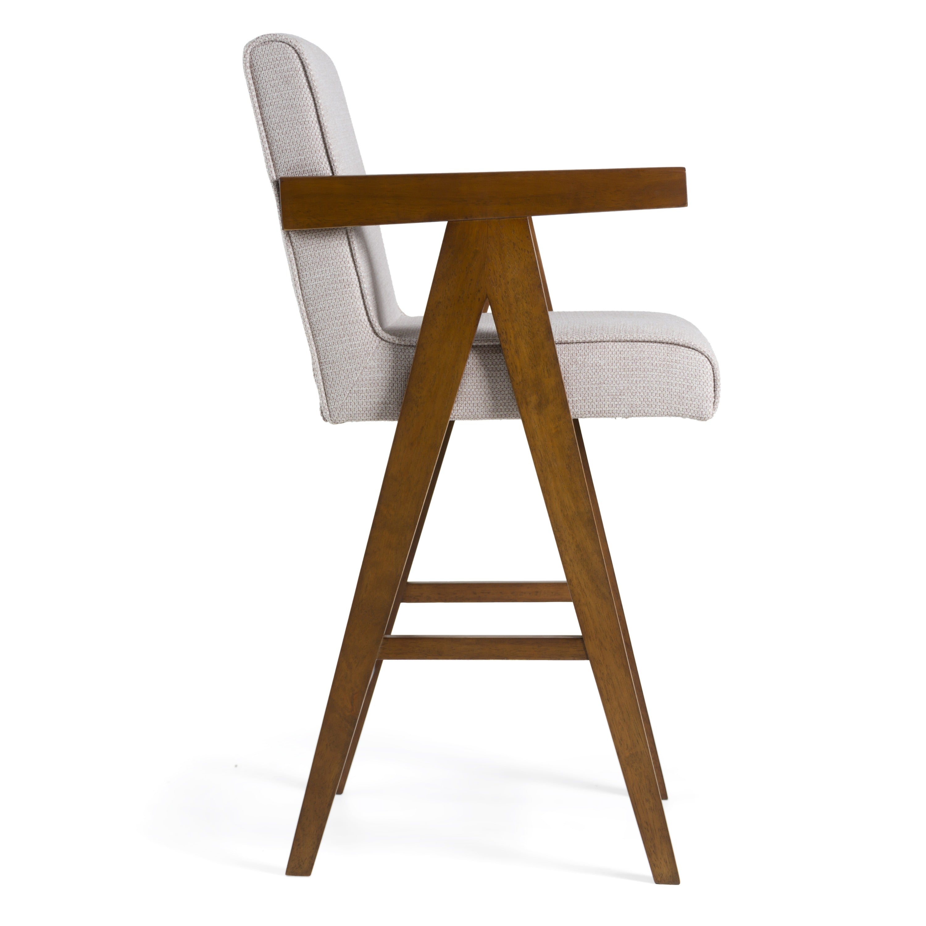 Joseline - Modern Beige Fabric + Walnut Counter Chair (Set of 2)
