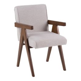 Joseline - Modern Beige Fabric + Walnut Dining Chair (Set of 2)
