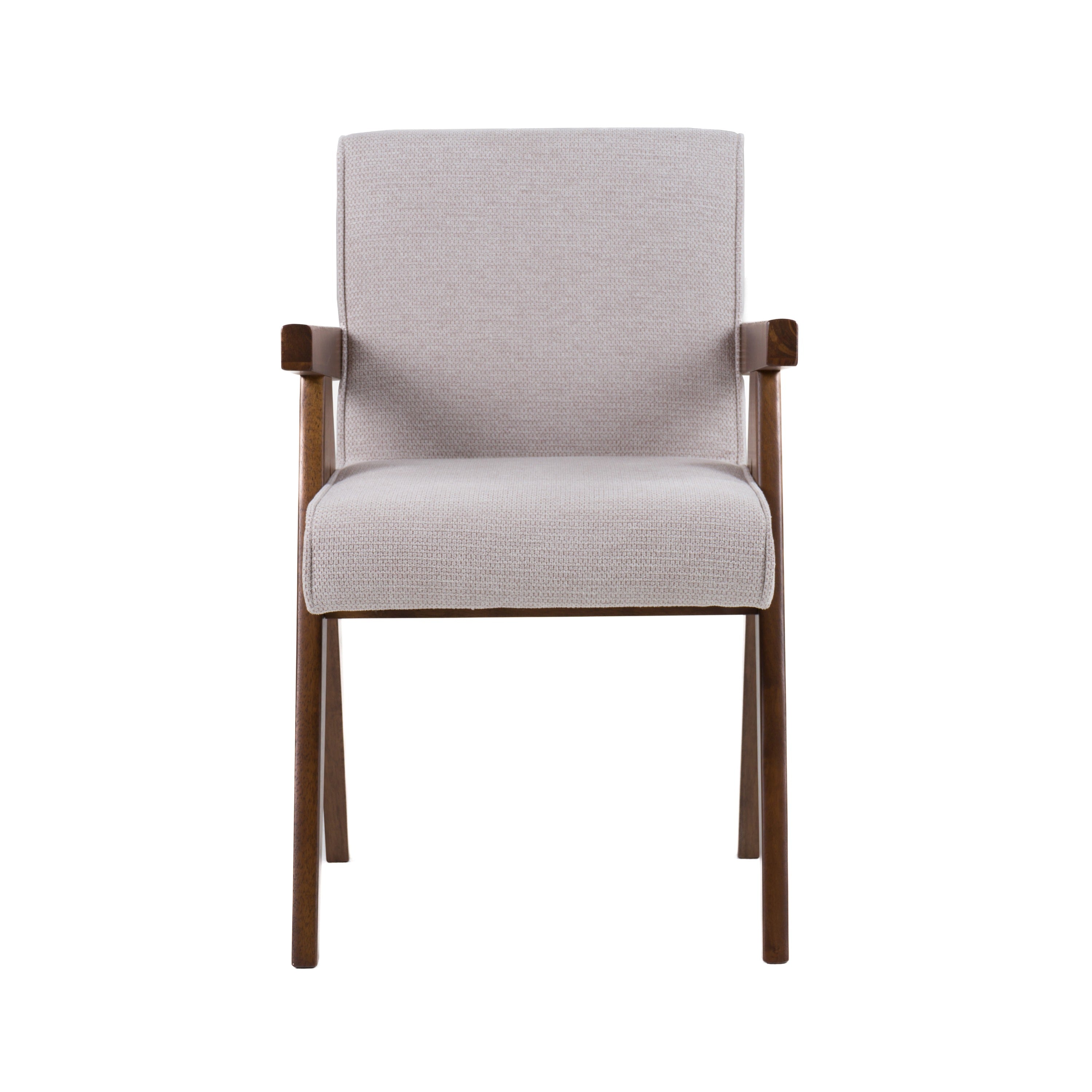 Joseline - Modern Beige Fabric + Walnut Dining Chair (Set of 2)