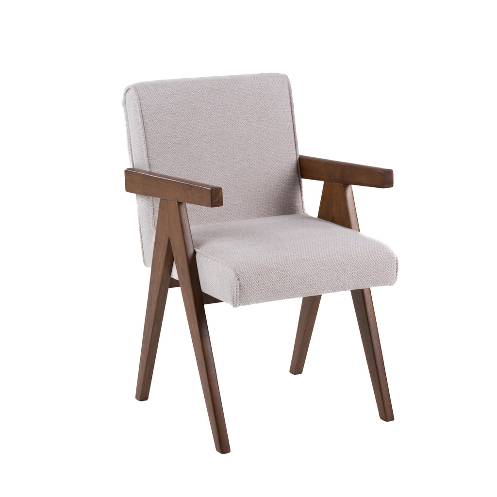 Joseline - Modern Beige Fabric + Walnut Dining Chair (Set of 2)