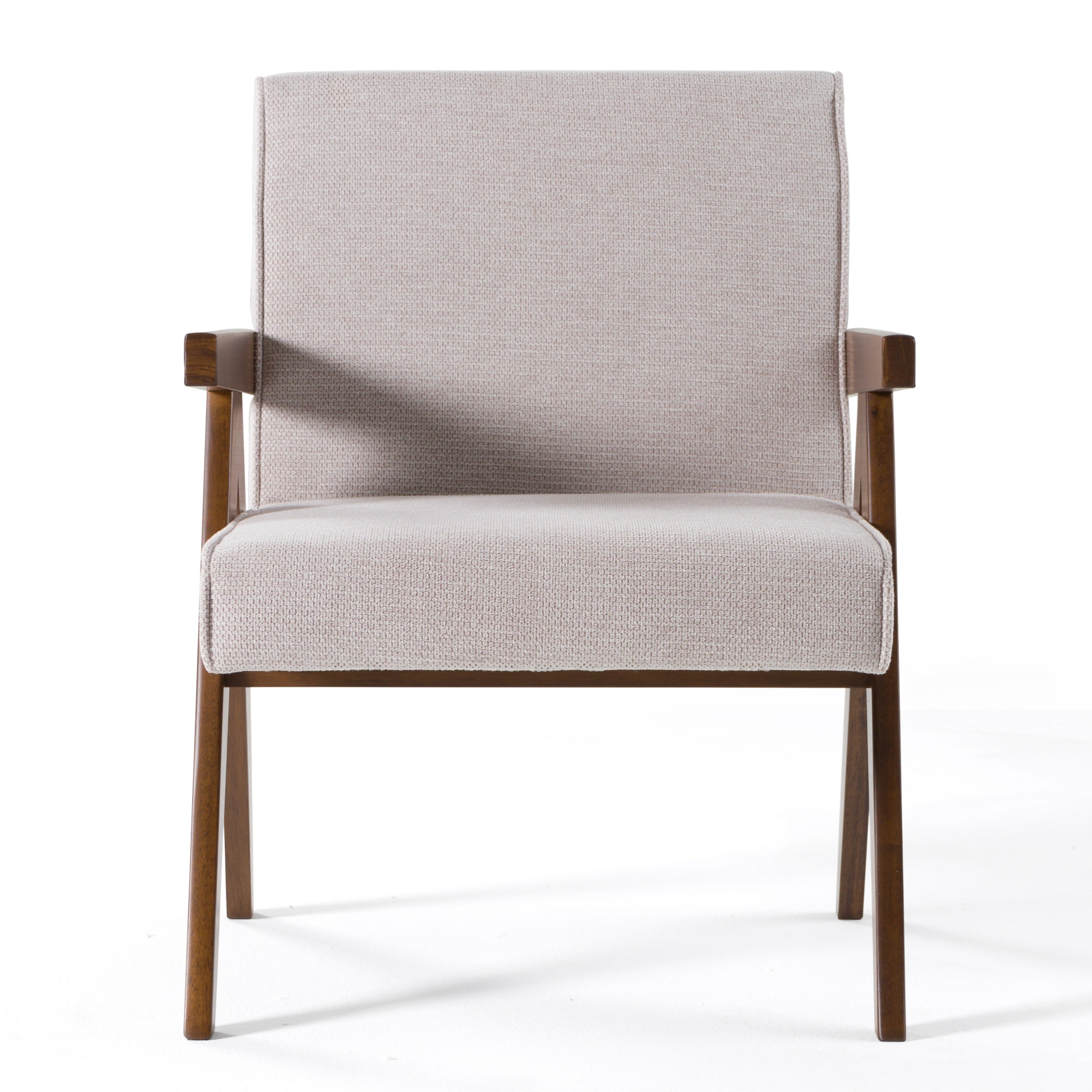 Joseline - Modern Beige Fabric + Walnut Accent Chair (Set of 2)
