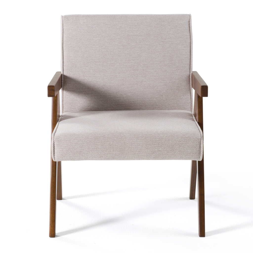 Joseline - Modern Beige Fabric + Walnut Accent Chair (Set of 2)