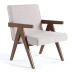 Joseline - Modern Beige Fabric + Walnut Accent Chair (Set of 2)