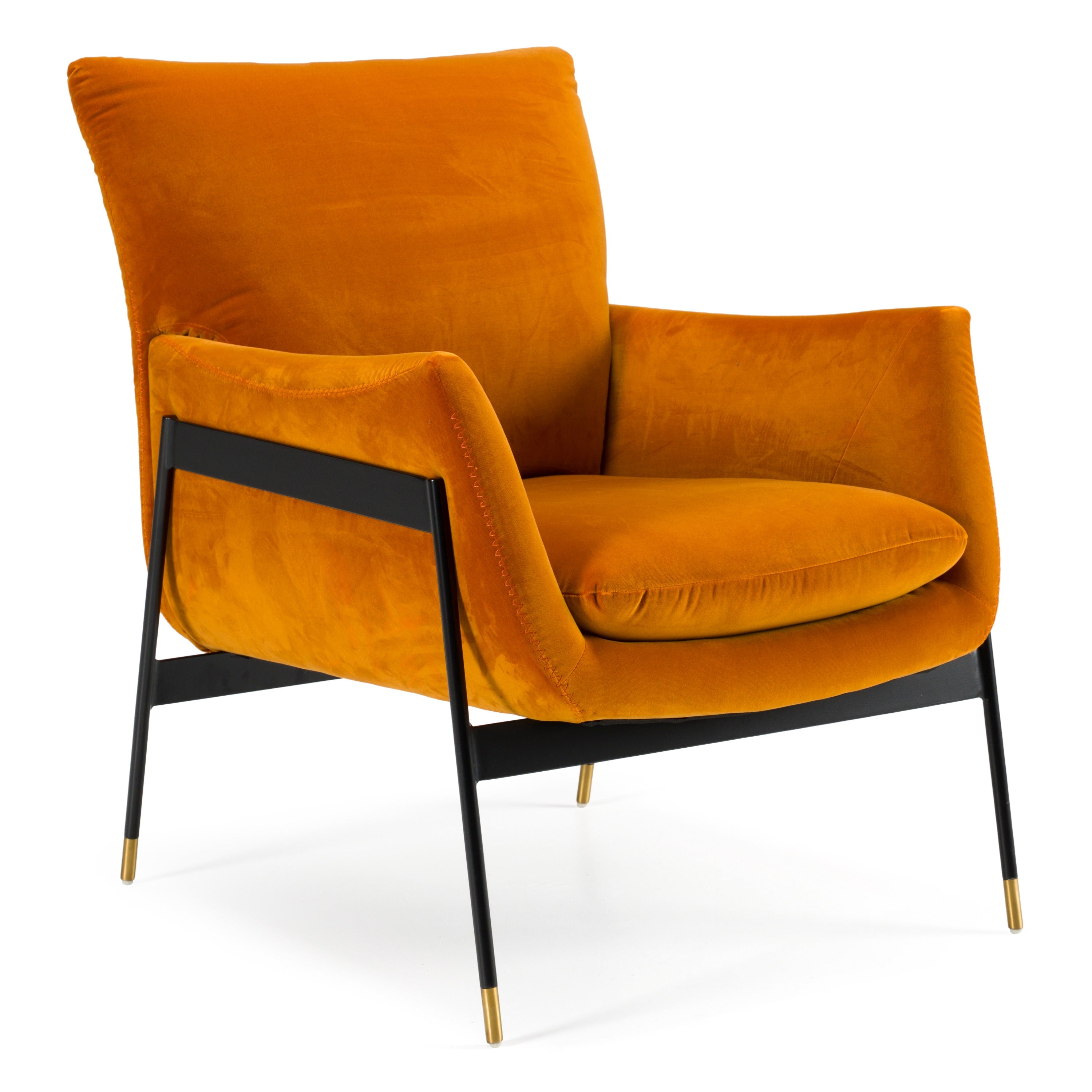 Divani Casa Joseph Modern Orange Fabric Accent Chair – Detail of Legs