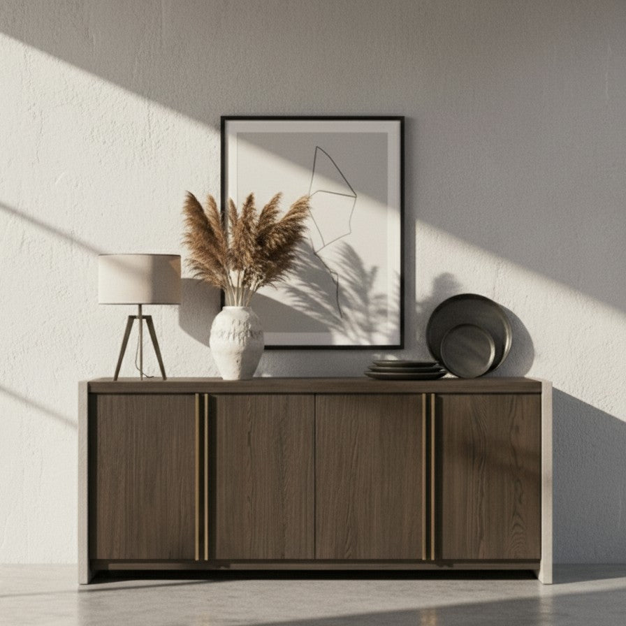June - Modern Dark Grey & Walnut Buffet