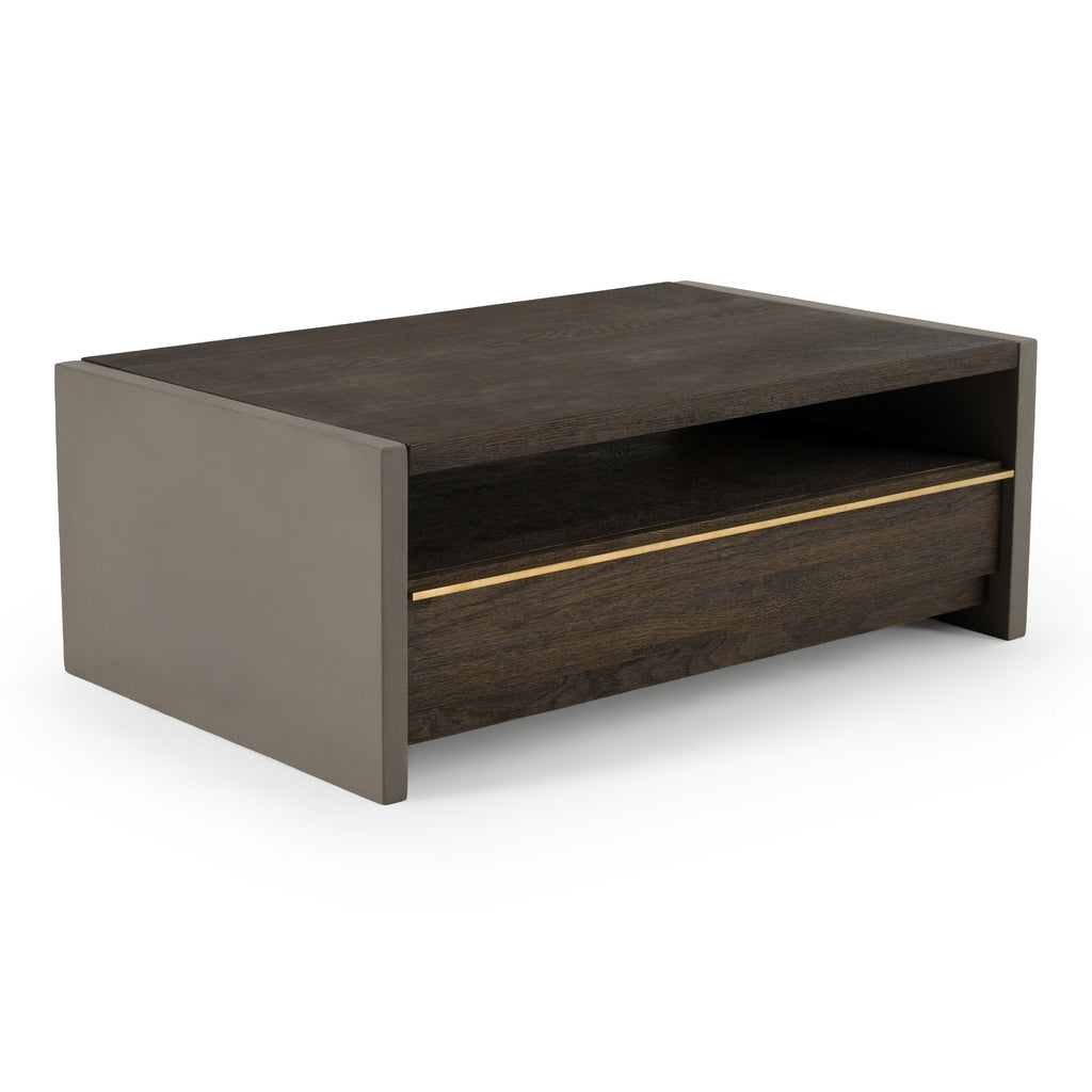 June - Modern Dark Grey Concrete & Walnut Coffee Table