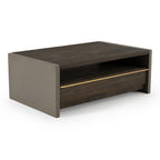 June - Modern Dark Grey Concrete & Walnut Coffee Table