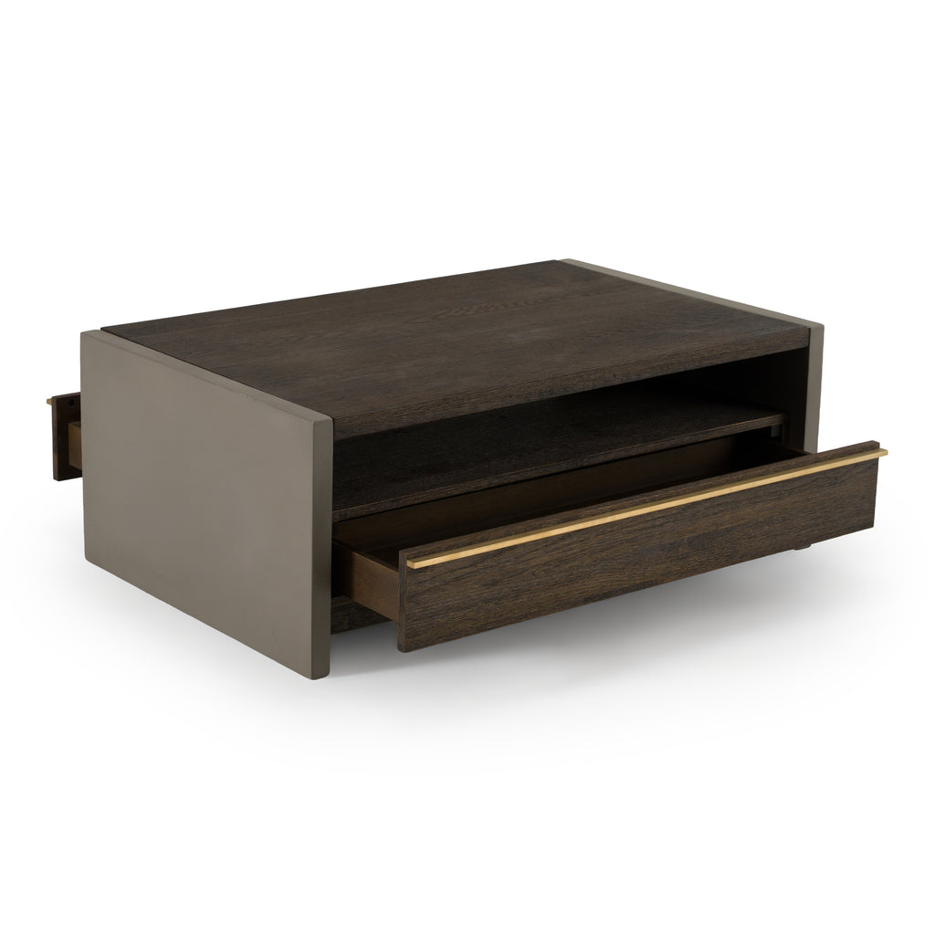 June - Modern Dark Grey Concrete & Walnut Coffee Table