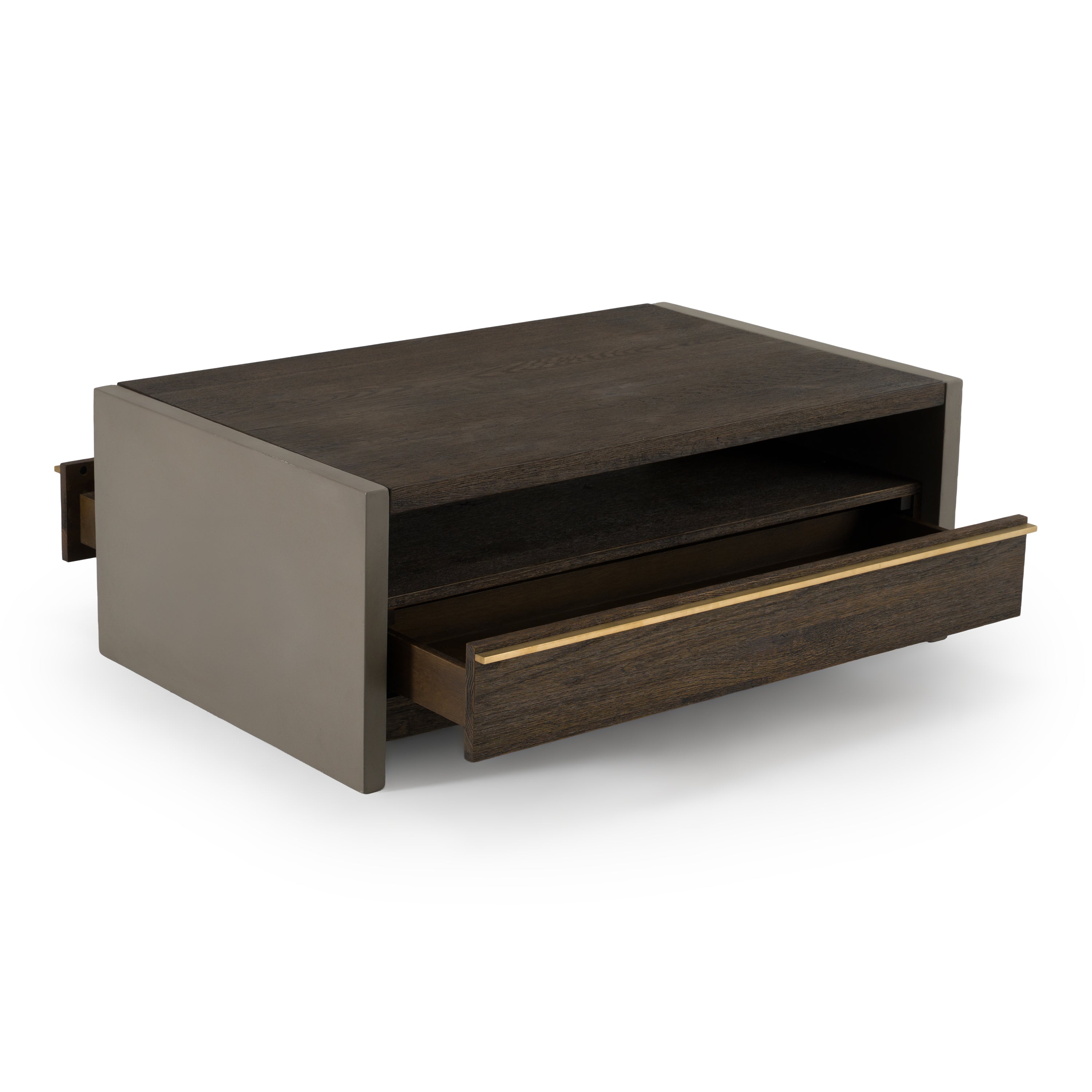 June - Modern Dark Grey Concrete & Walnut Coffee Table