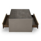 June - Modern Dark Grey Concrete & Walnut Coffee Table
