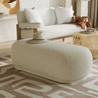 Kael - Contemporary White Sherpa Ottoman