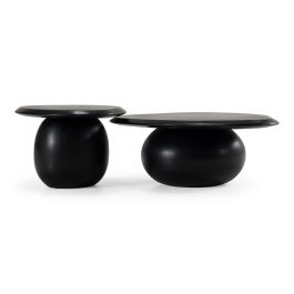 Kalvin - Modern Black Concrete Nesting Coffee Table Set