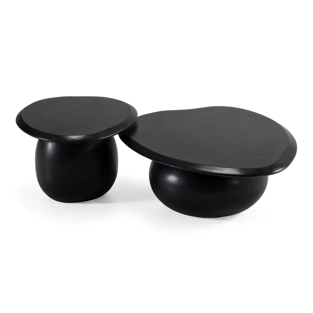 Kalvin - Modern Black Concrete Nesting Coffee Table Set