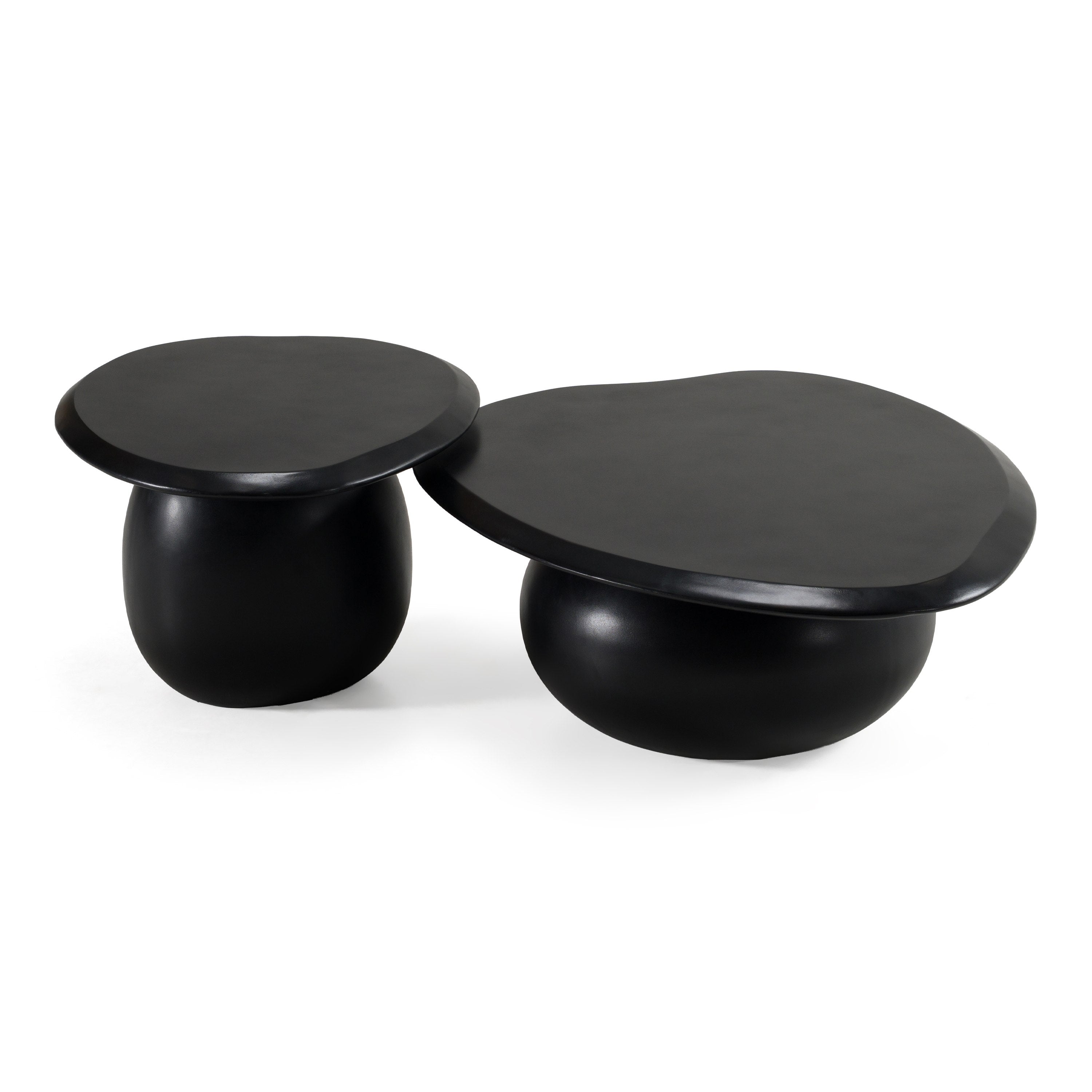 Kalvin - Modern Black Concrete Nesting Coffee Table Set